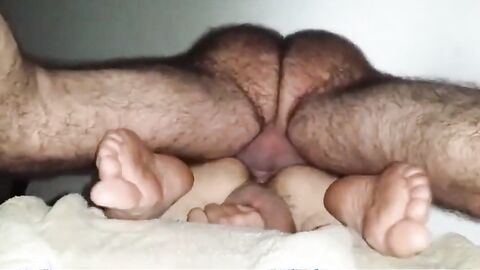 Hairy Daddy Breeds Boy from Below