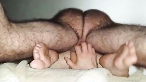 Hairy Daddy Breeds Boy from Below