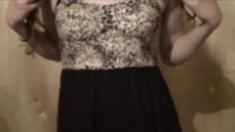 Twink Crossdresser Strips in Dress and Panties