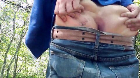 Spanked Twink Strips Outdoors