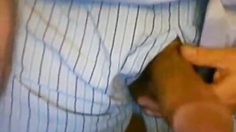 Big-Cock Daddy Cums on His Shirt