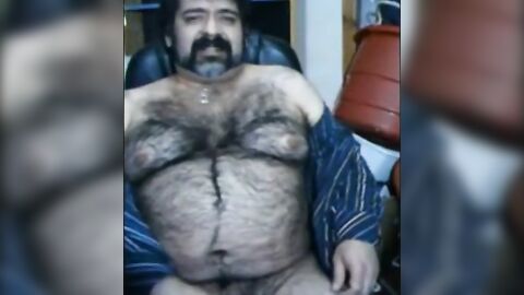 Hairy Bear Daddy Stroking Big Cock