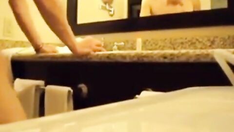 Interracial Couple's Bareback Bathroom Fuck