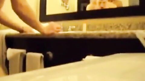 Interracial Couple's Bareback Bathroom Fuck