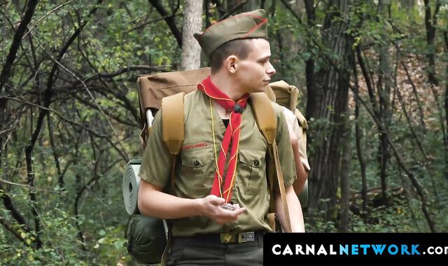 Scoutmaster with Austin Young and Jack Andram hardcore spit roasting in threeway