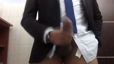 Big-Cock Daddy Strokes at the Office