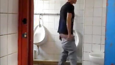 Gloryhole Masturbation: Amateur Hunk Fun in the Restroom