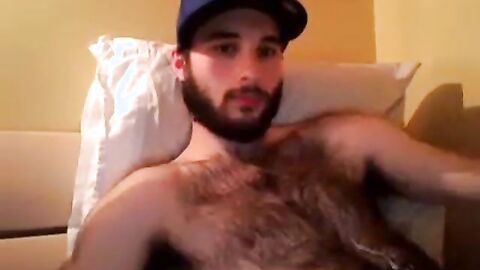 Hairy Stud Shoots Cum All Over Himself