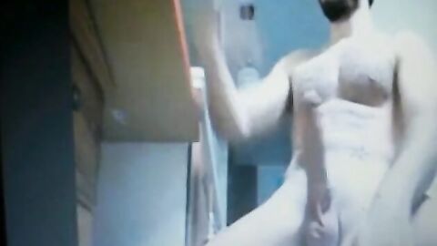 Hairy Bearded Daddy Stroking His Huge Cock