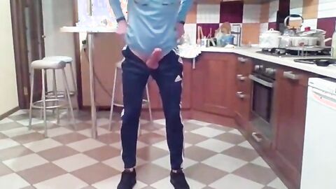 Cumming in my New Kitchen with my Big Cock