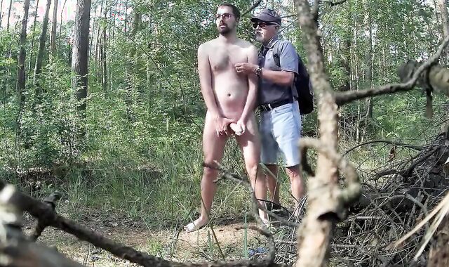 Daddy Caught Stroking in the Woods