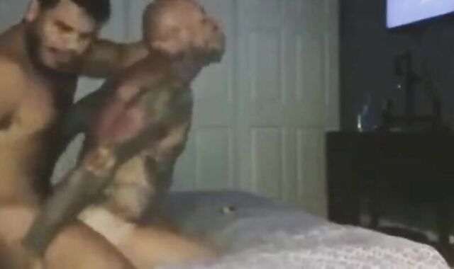 Huge-cocked bear daddy barebacks his boy