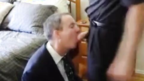 Older Businessman Sucks His Well-Endowed Boss on Webcam