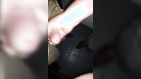 Mutual Jerk Off in a Sex Shop Video Booth: Big Cum Shot