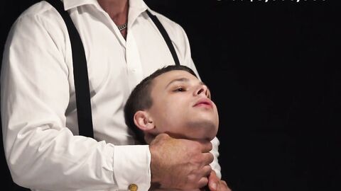 The gay slave boy Austin Young clenched his sphincter as his master caressed it lustf