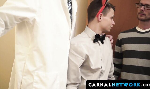 Austin Young got fucked and spit-roasted in a threeway by his father and his doctor