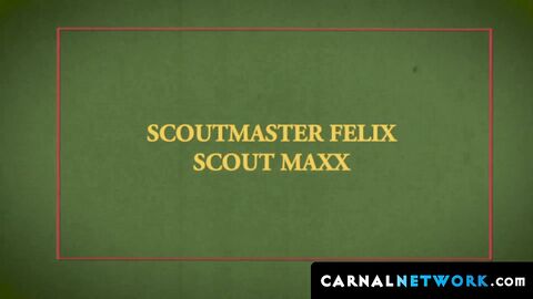 Bearded scoutmaster Felix Kamp rim jobs young Maxx while he handjobs his dick