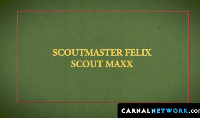 Bearded scoutmaster Felix Kamp rim jobs young Maxx while he handjobs his dick