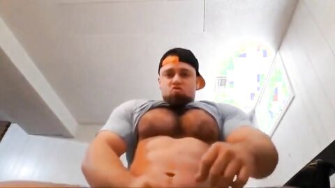 Muscular Hunk Caught Jerking Off Alone