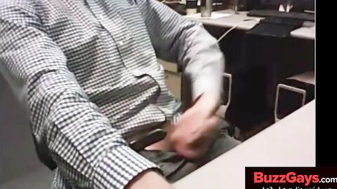 Big-Cocked Dad Strokes at the Office