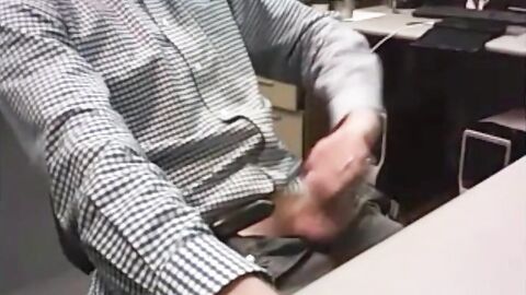 Big-Cocked Dad Strokes at the Office