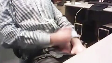 Big-Cocked Dad Strokes at the Office