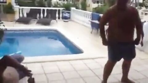 Fat Latin Daddy Strips Outdoors with His Bear