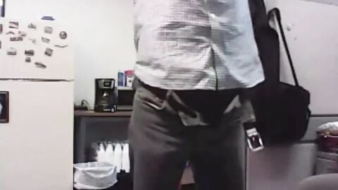 Big-Cocked Dad Strokes at the Office