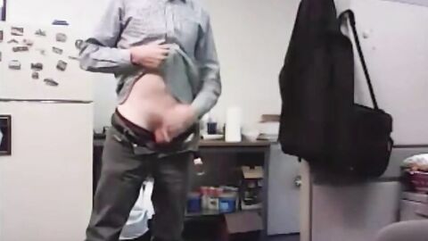 Big-Cocked Dad Strokes at the Office