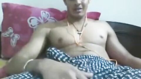 Uncut Indian Hunk Strokes His Big Cock on Webcam