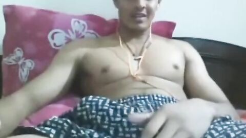 Uncut Indian Hunk Strokes His Big Cock on Webcam