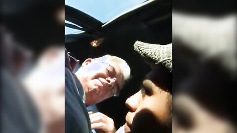 Blowjob in the Car with a Young Stud and an Older Gentleman