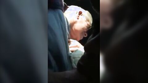 Blowjob in the Car with a Young Stud and an Older Gentleman