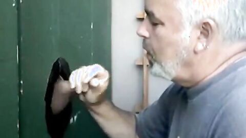 Glory Hole Fun: Amateur Daddy Blowjob and Cum Eating