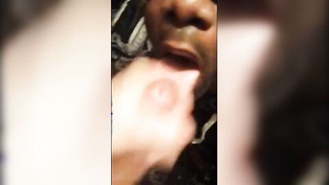 Black Twink Swallows White Cum in Interracial Blowjob