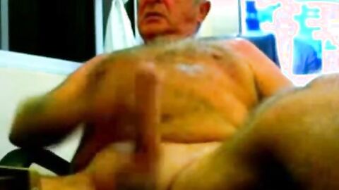 Old Man Stroking on Webcam