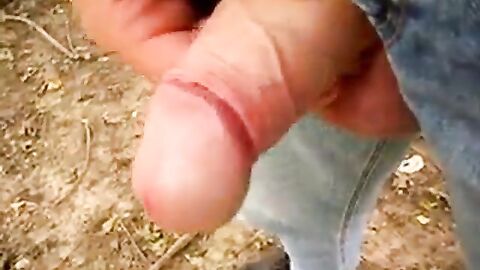 Outdoor Masturbation: Uncut Cock Wanking and Cumming