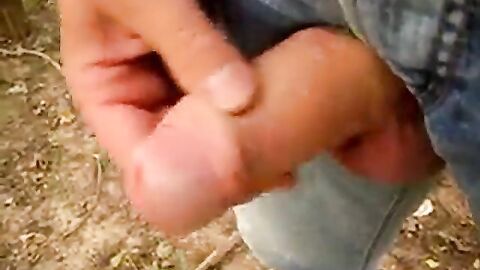 Outdoor Masturbation: Uncut Cock Wanking and Cumming