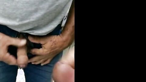 60-Year-Old Rustic Daddy Gives Me a Blowjob in a Public Bathroom