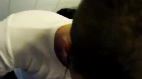 Cum-hungry guy gets a tasty treat in a public restroom