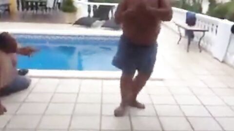 Fat Latin Daddy Strips Outdoors with His Bear