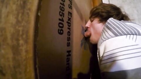 Twink Swallows Big Cock at Glory Hole