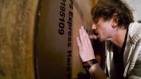 Twink Swallows Big Cock at Glory Hole