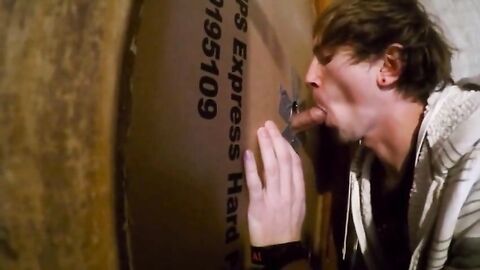 Twink Swallows Big Cock at Glory Hole