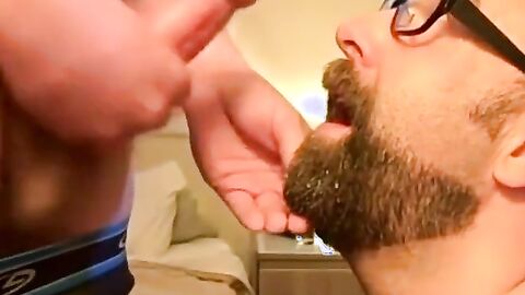 Bearded Bear Takes Two Loads to the Face