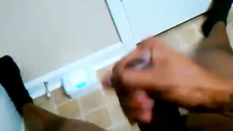 Big Black Cock Masturbating in the Bathroom