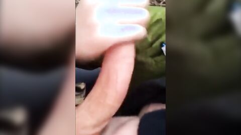 Big-Cock Twink Sucks Outdoors