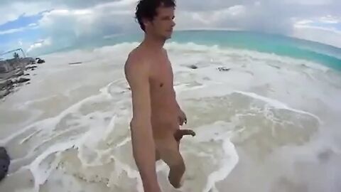 Big-Cock Men Jerk Off at a Cuba Beach