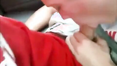 Backseat Blowjob and Cum Swallow