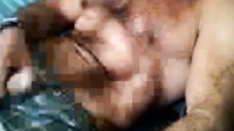 Bearded daddy strokes his cock solo